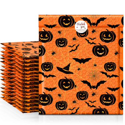 8.5x12 Halloween Decorations Color Printing Bubble-Mailer Padded Envelope | Orange