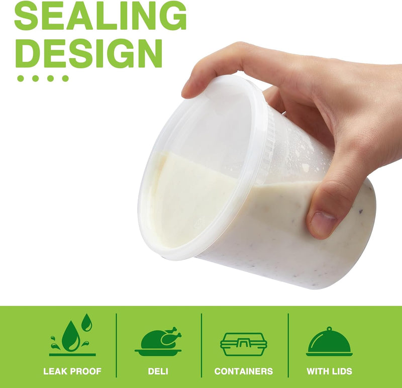 24 Pack 24OZ. (3 Cups) Plastic Food and Drink Storage Containers Set with Lids