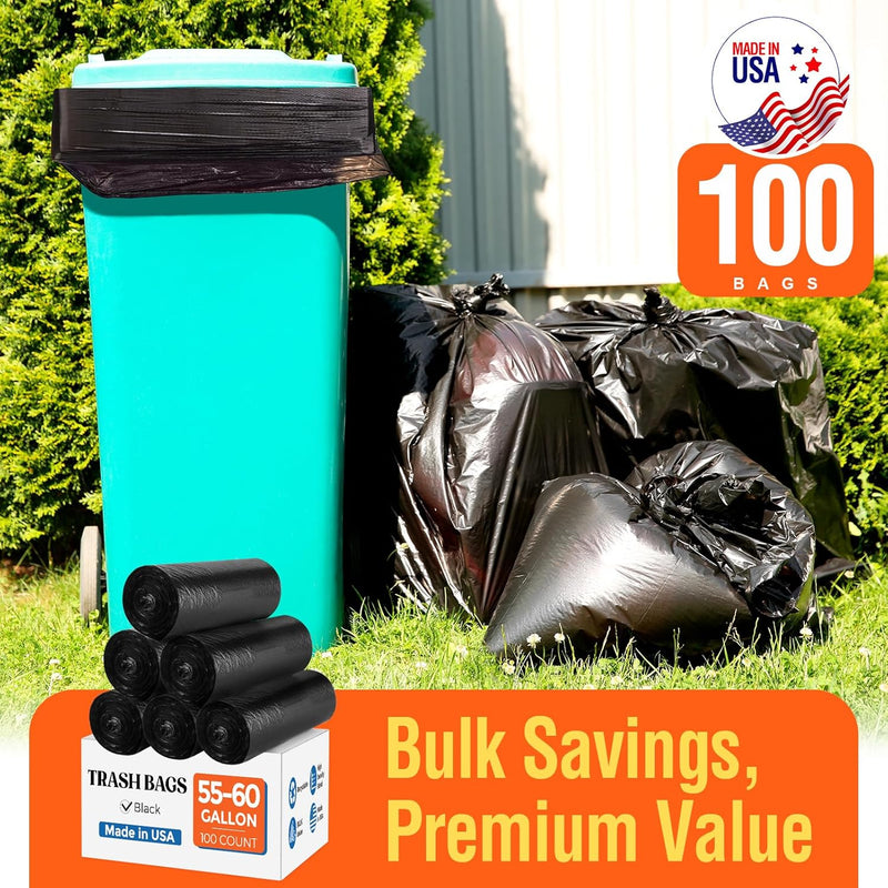 55-60 Gallon Trash Bags 100 Count 0.9MI UI