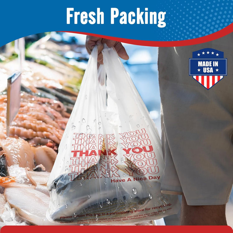 12x 6.5 x 21“  0.5mil Thank You Plastic Bags 1000 Count
