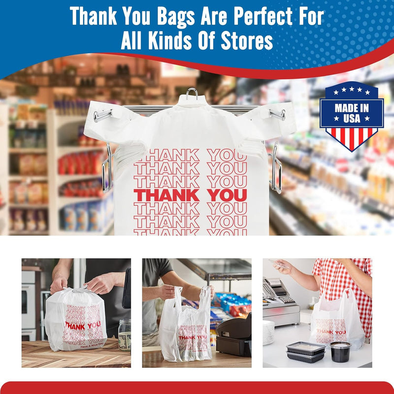 12x 6.5 x 21“  0.5mil Thank You Plastic Bags 1000 Count