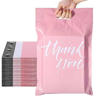 12x15.5 Poly-Mailer Self-Sealing Envelope Shipping Bags with Handle | Sakura Pink - JiaroPack