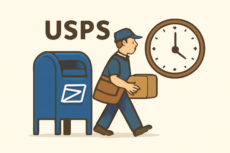 USPS Postman Picking Up Parcels