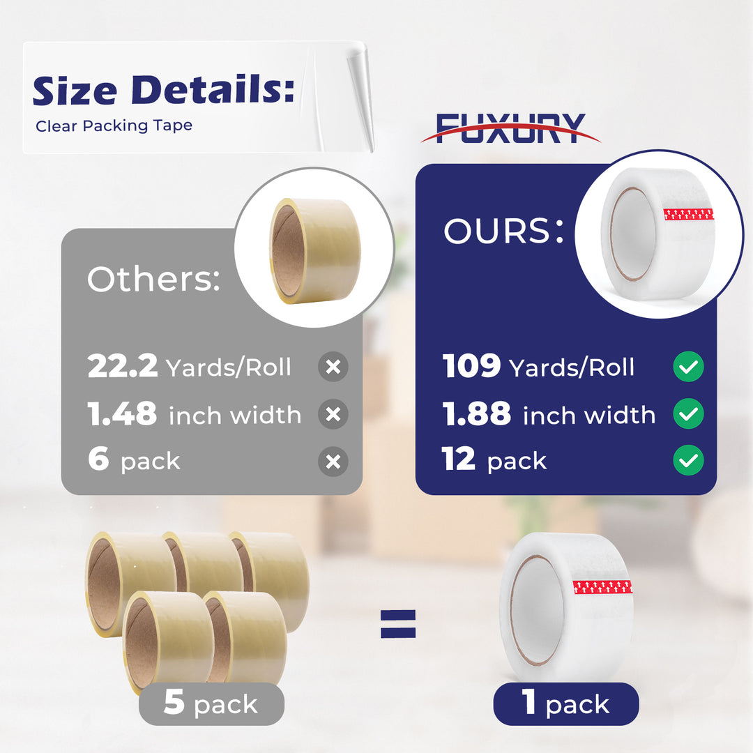HEIBINClear Packing Tape (24 Rolls), Heavy Duty Packaging Tape For...