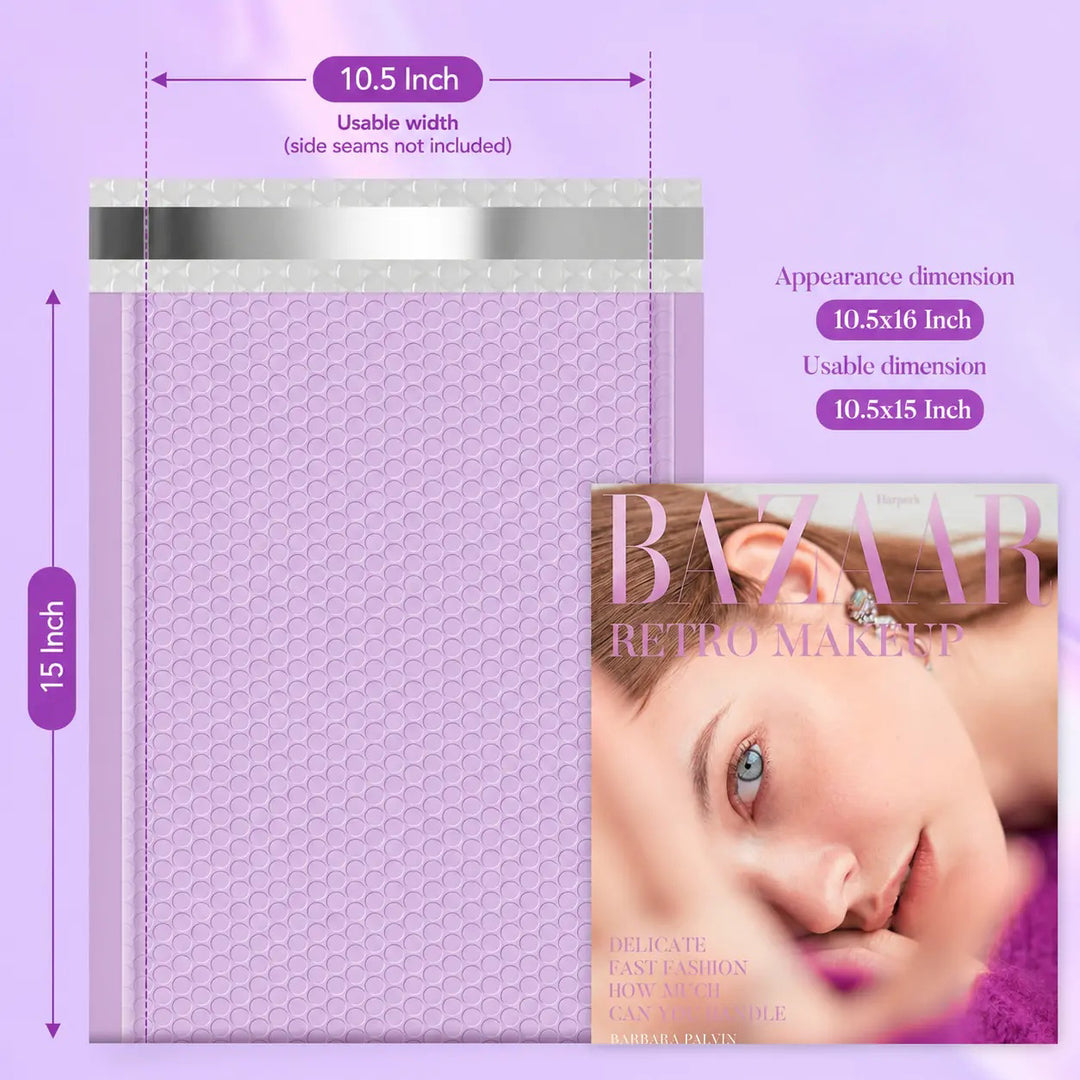 10.5x16 Bubble Mailer #5|Usable Size 10.5x15"| Lavender Purple