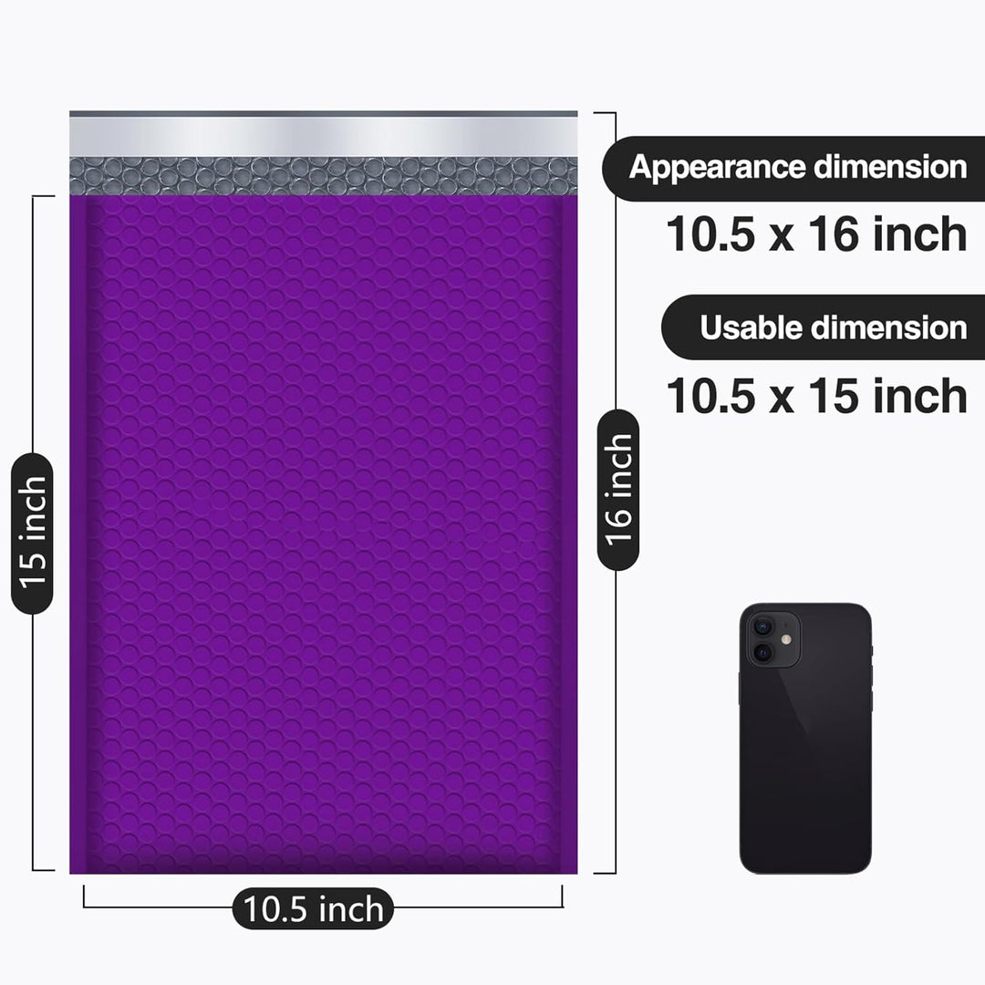 10.5x16 Bubble Mailer #5|Usable Size 10.5x15"| Purple