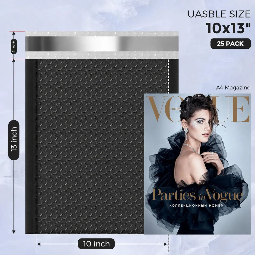 10x14 Bubble Mailer Padded Envelope | Usable Size 10x13"| Black