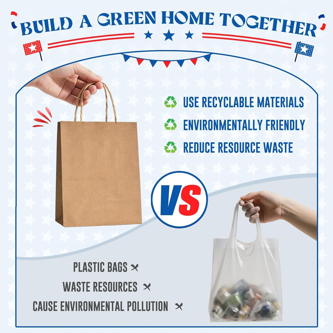 Bolsas de regalo de papel kraft de 8 x 4,25 x 10,5 pulgadas