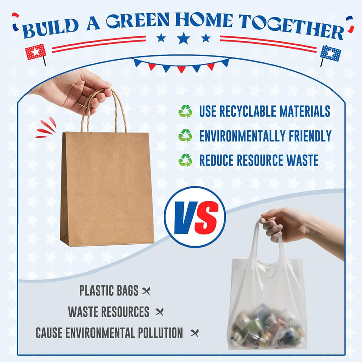 Bolsas de regalo de papel kraft de 8 x 4,25 x 10,5 pulgadas