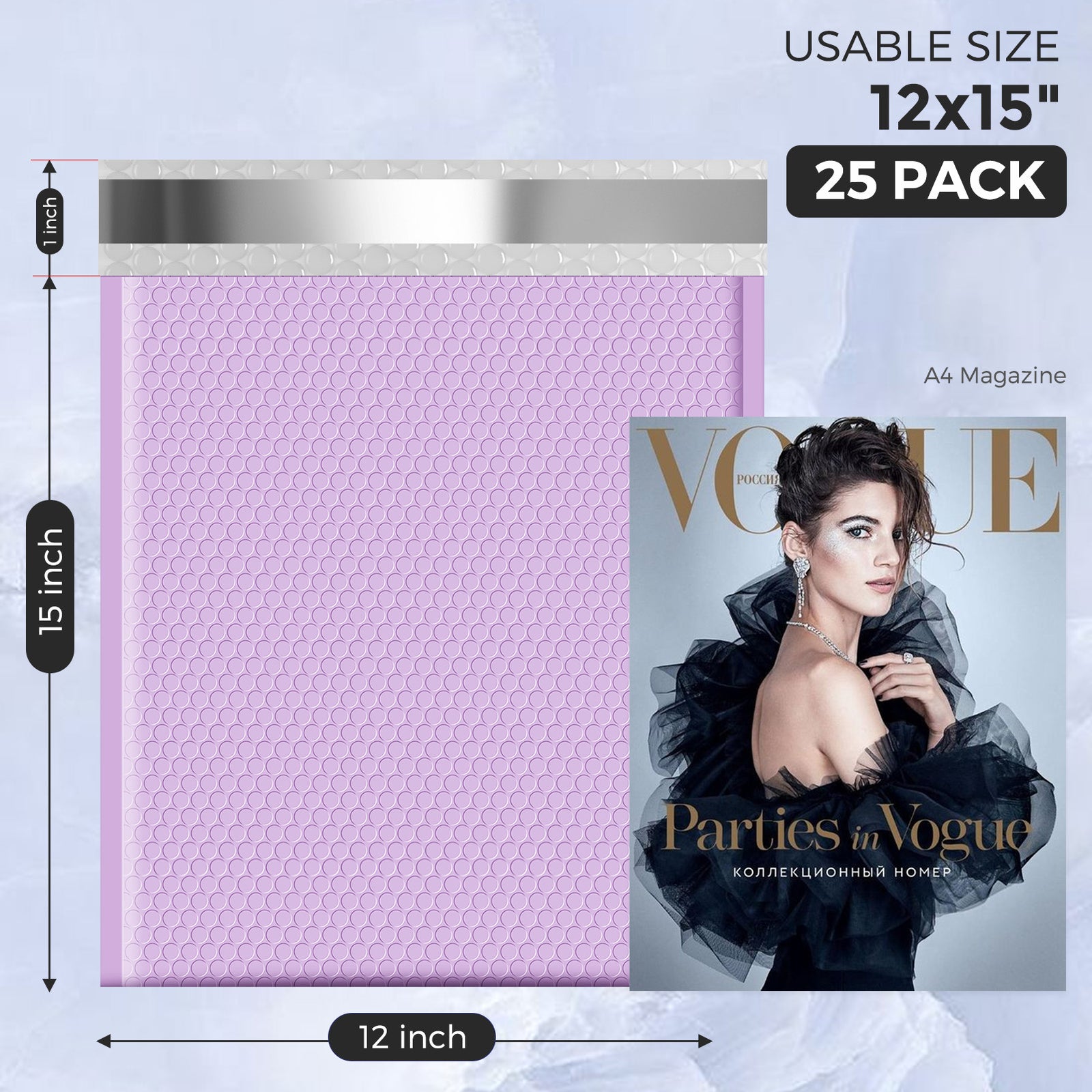 12x15 Bubble-Mailer Padded Envelope | Light Purple