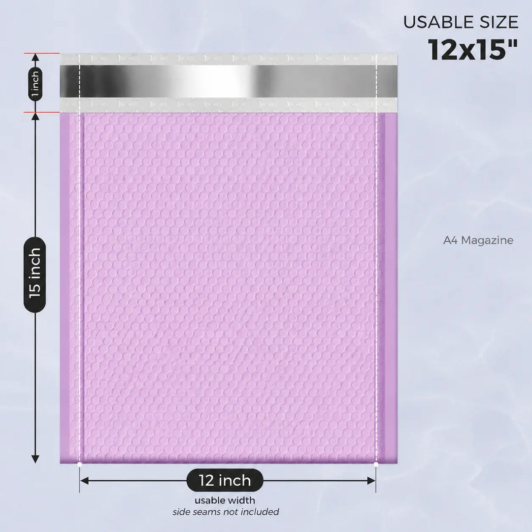 12x16 Bubble Mailer | Usable Size 12x15"| Light Purple