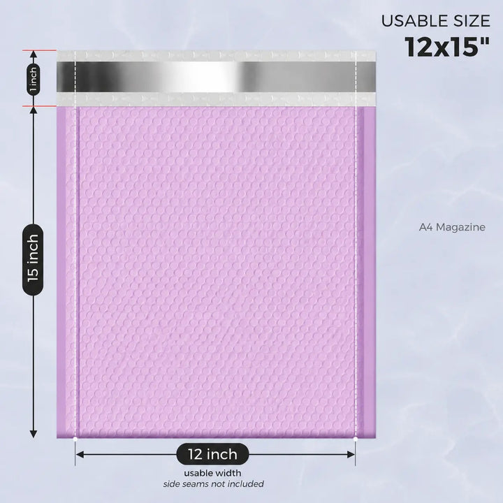 12x16 Bubble Mailer | Usable Size 12x15"| Light Purple