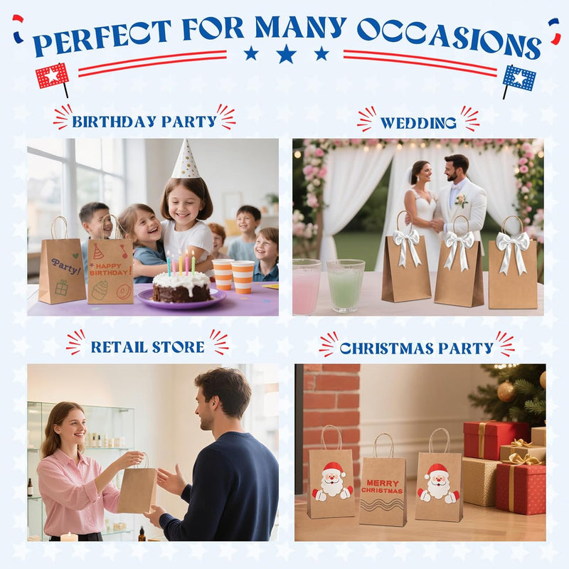 8x4.25x10.5 Inch Kraft Paper Gift Bags