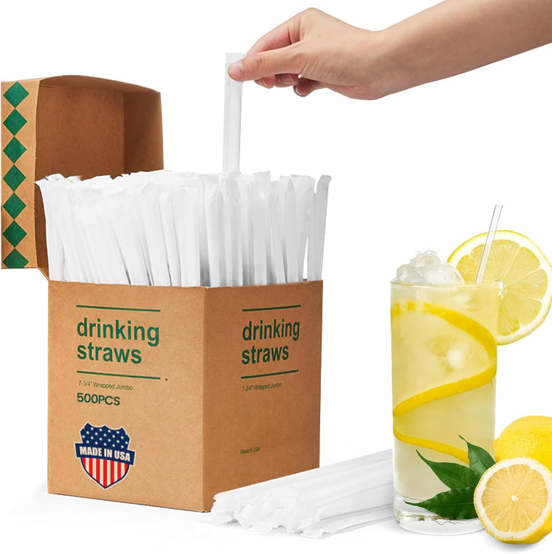 7.8"X0.23 In dividually Wrapped Clear Plastic Straws 3000PCS