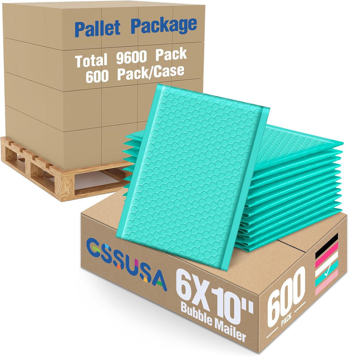 GSSUSA Teal Bubble Mailers 6x10 Small Padded Envelopes 9600 Pack,Strong Adhesion Shipping Mailer Self-Seal Bubble Envelopes for Small Business