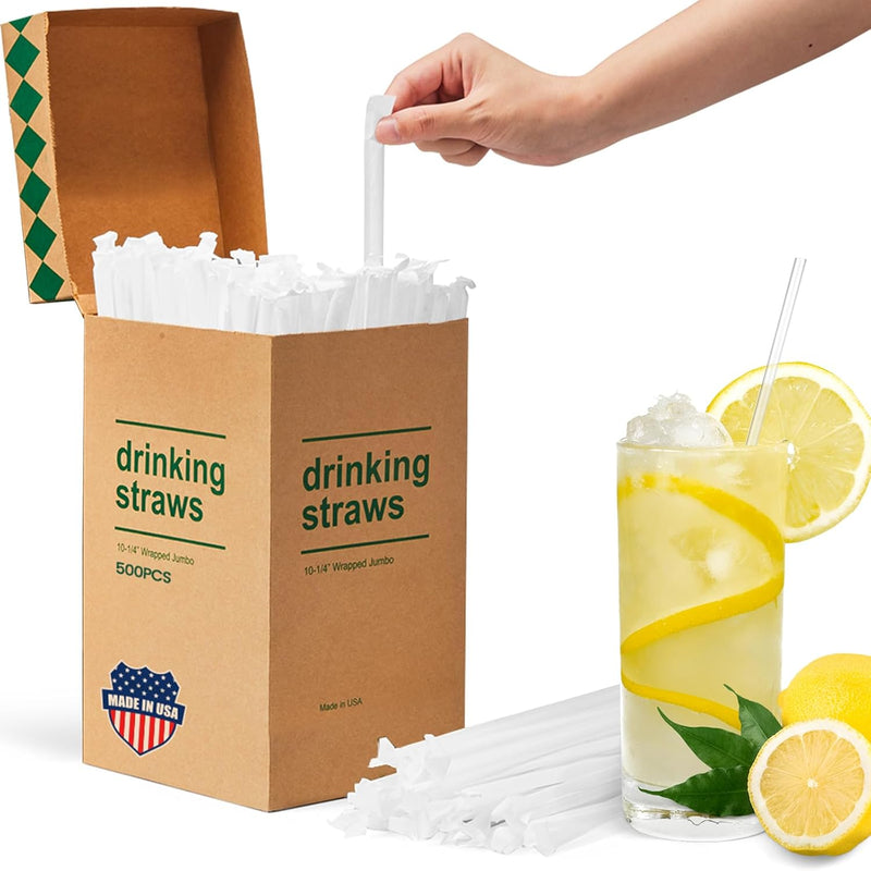 10.2"X0.23 In dividually Wrapped Clear Plastic Straws 3000PCS