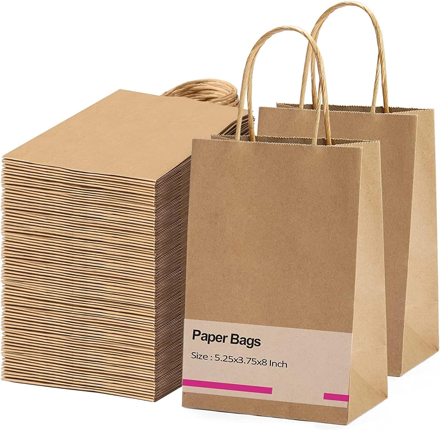 5.25x3.75x8 Inch Kraft Paper Gift Bags – JiaroPack