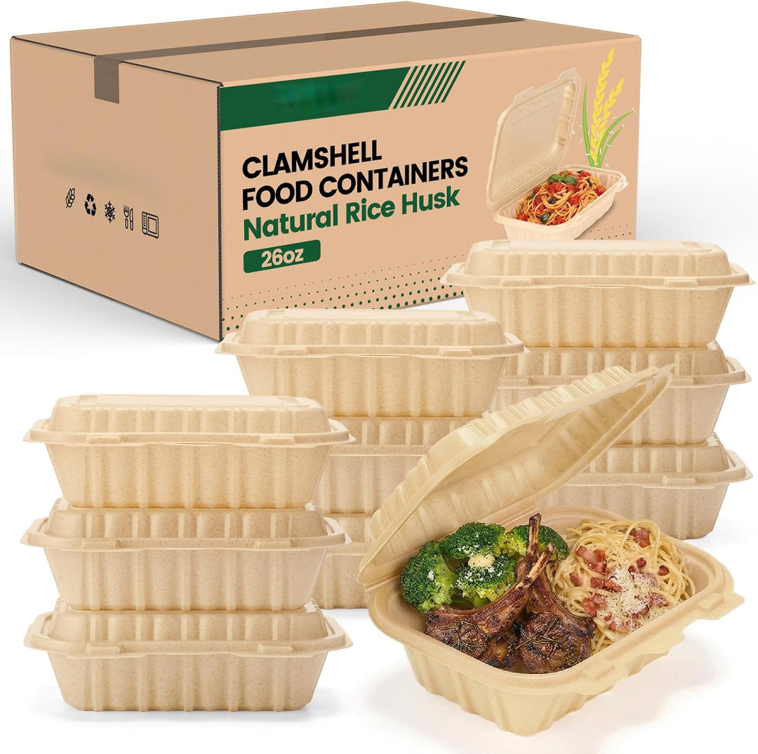 300 Pack 26OZ Cornstarch Clamshell Meal Prep Containers Wholesale