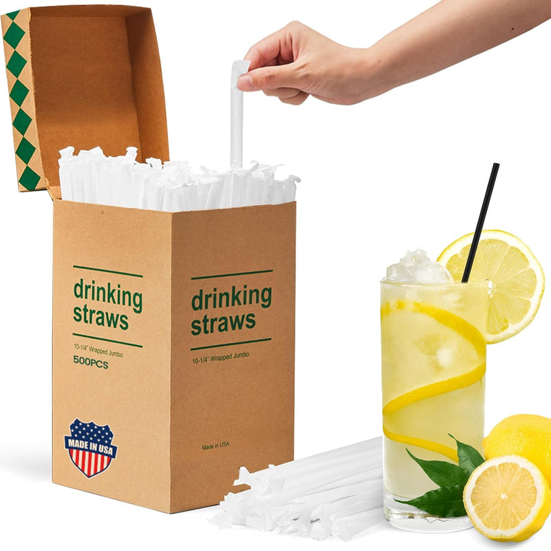 10.2"X0.23 In dividually Wrapped Black Plastic Straws 3000PCS
