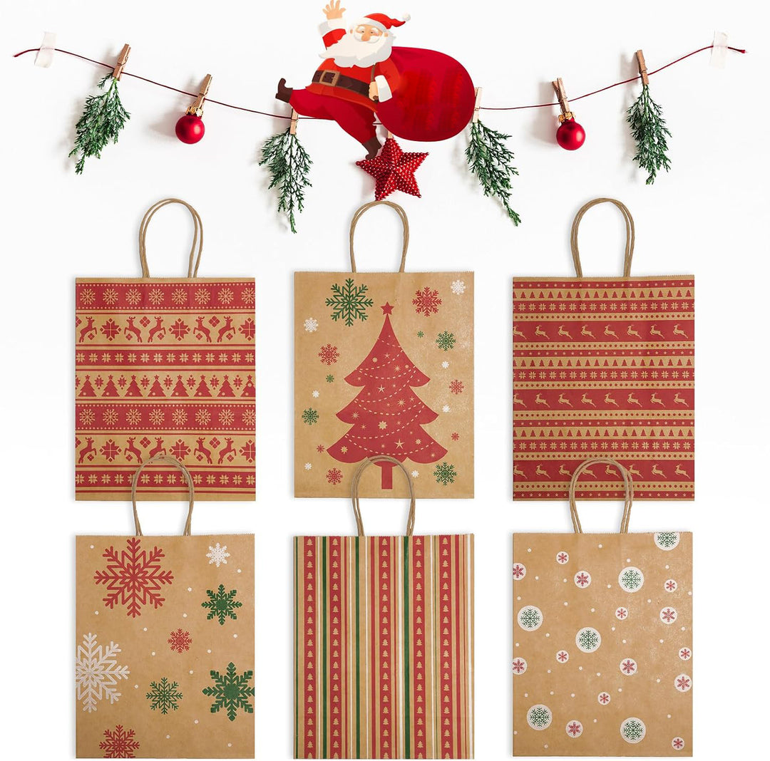 Bolsas de regalo de papel kraft de 8 x 4,25 x 10,5 pulgadas