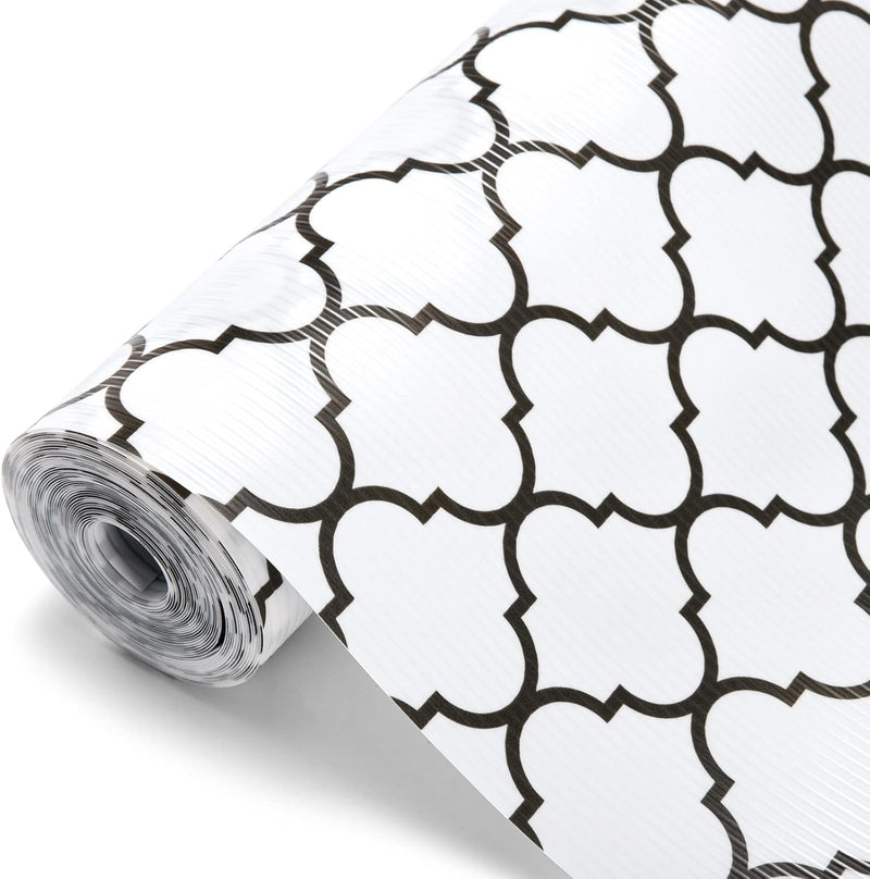 17.5"X 96"White And Balck Non Adhesive Kitchen Shelf Liner 5 Roll