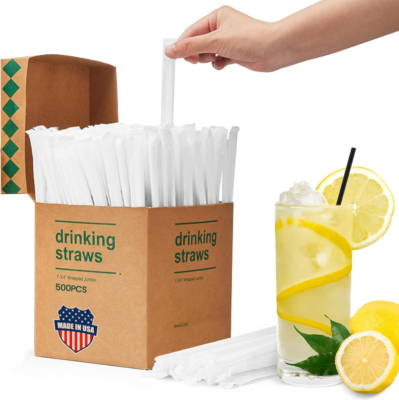 7.75"X0.24 In dividually Wrapped Black Plastic Straws 3000PCS
