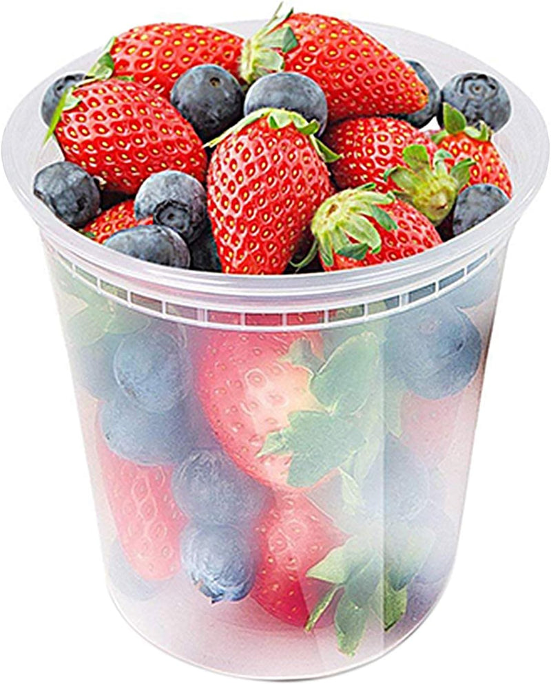 Juego de 24 recipientes de plástico para almacenar alimentos y bebidas de 32 oz (cuarto de galón) con tapas