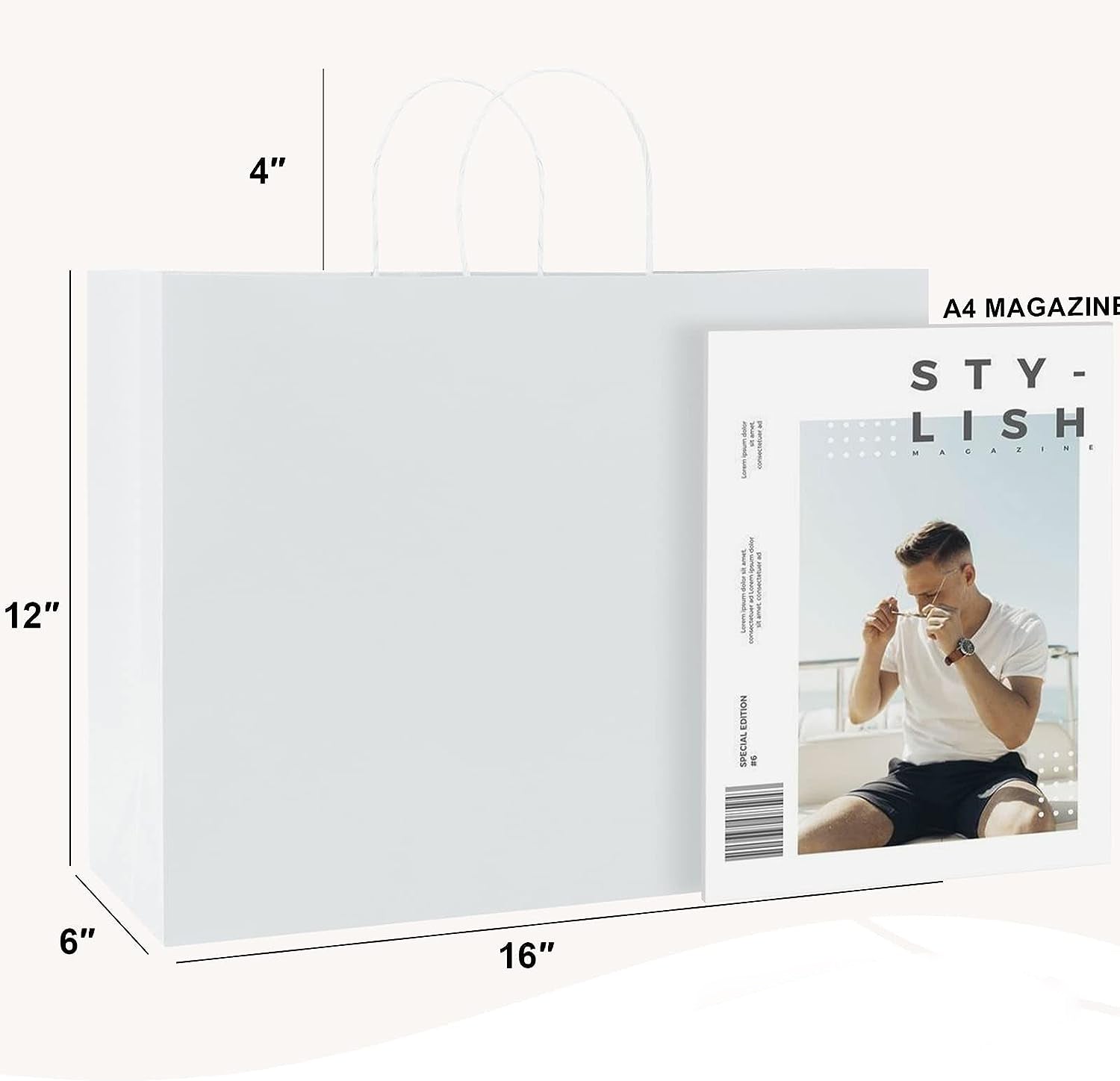 16x6x12 Inch Kraft Paper Gift Bags