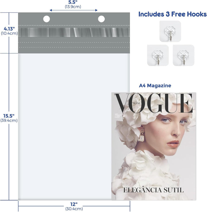 12x15.5 Inch Hangable Poly Mailers with Tear Strip 300pack