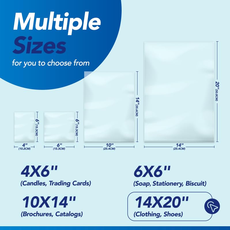 14x20 Inch  Clear PVC Heat Shrink Wrap Bags