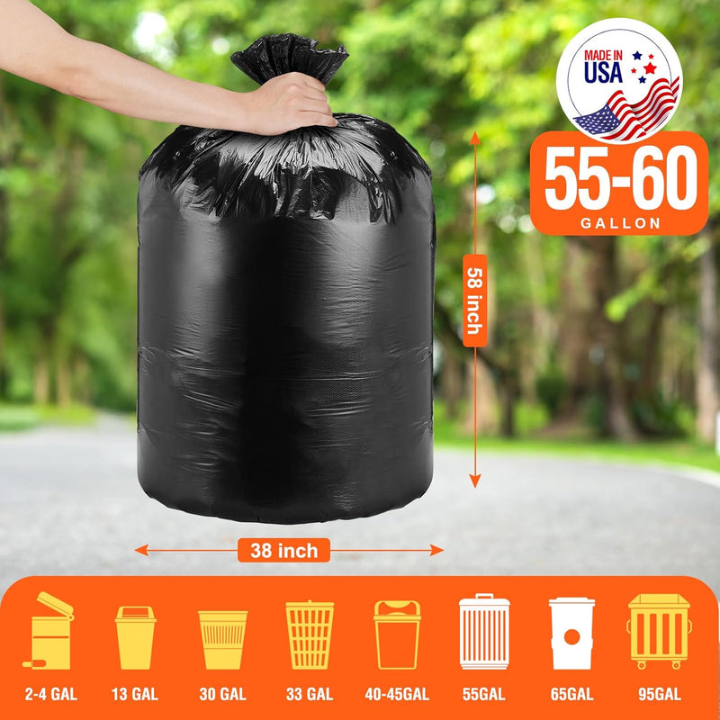 55-60 Gallon Trash Bags 100 Count 0.9MIL