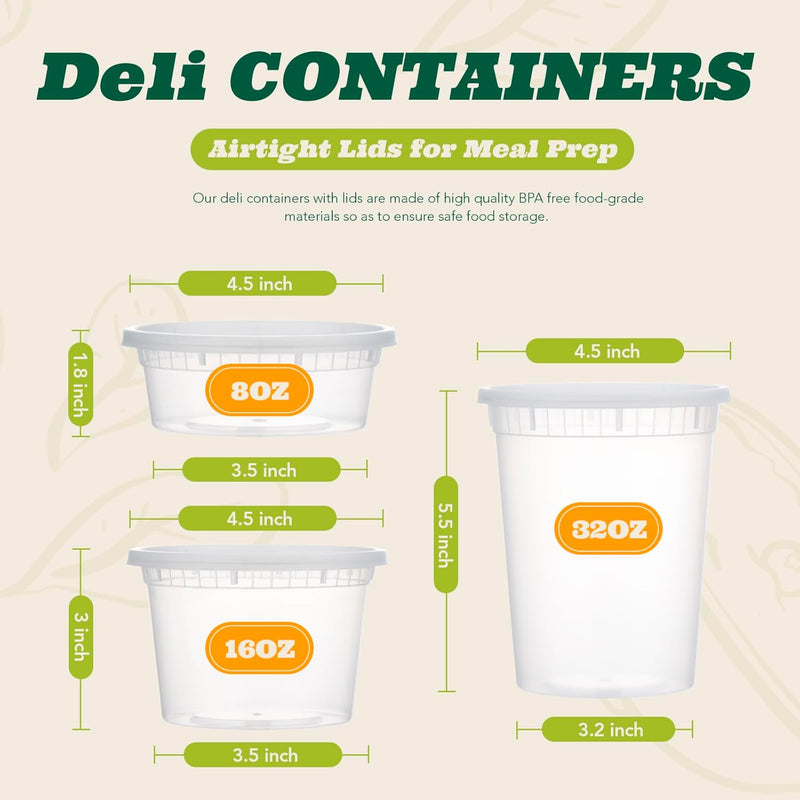 Juego de 24 recipientes de plástico para almacenar alimentos y bebidas de 32 oz (cuarto de galón) con tapas