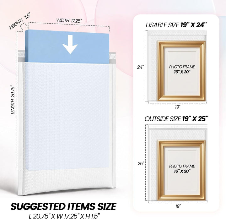 19x25 Bubble Mailer | Usable Size 19x24" | 120 Pack Wholesale