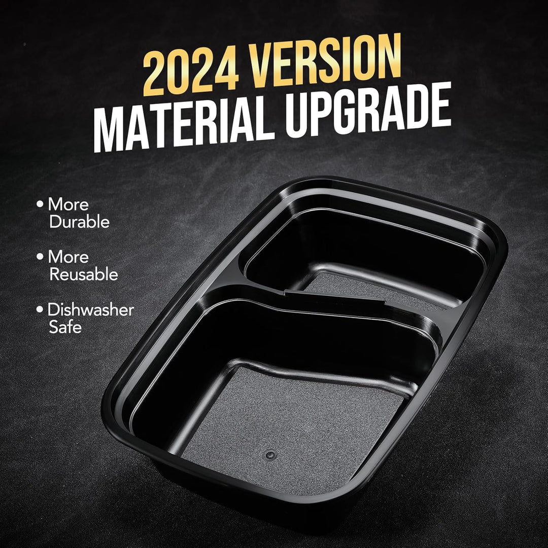 50 Pack 32OZ 2 curved Compartment Meal Prep Container  With Lids Wholesale