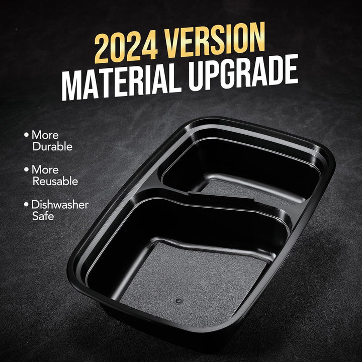 50 Pack 32OZ 2 curved Compartment Meal Prep Container  With Lids Wholesale