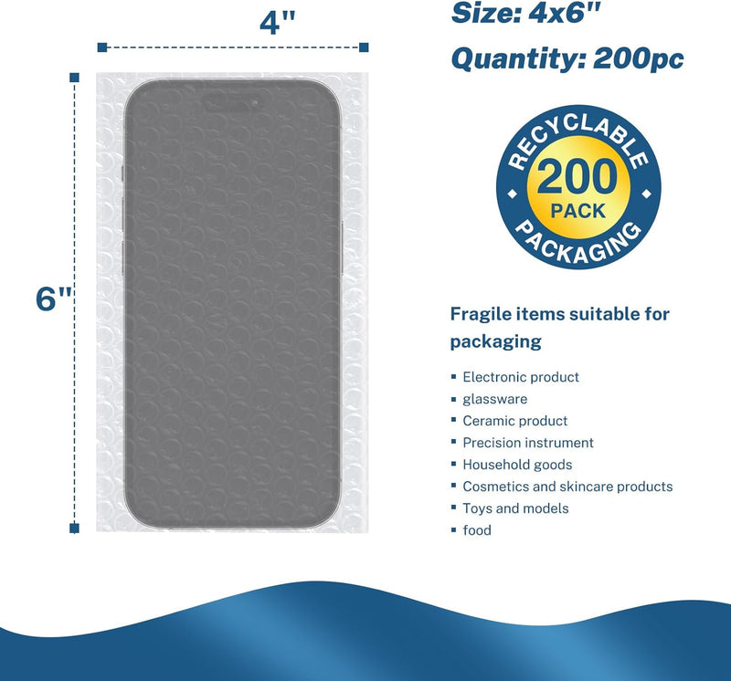 4x6 Inch Double Walled Cushioning Bubble Out Bag