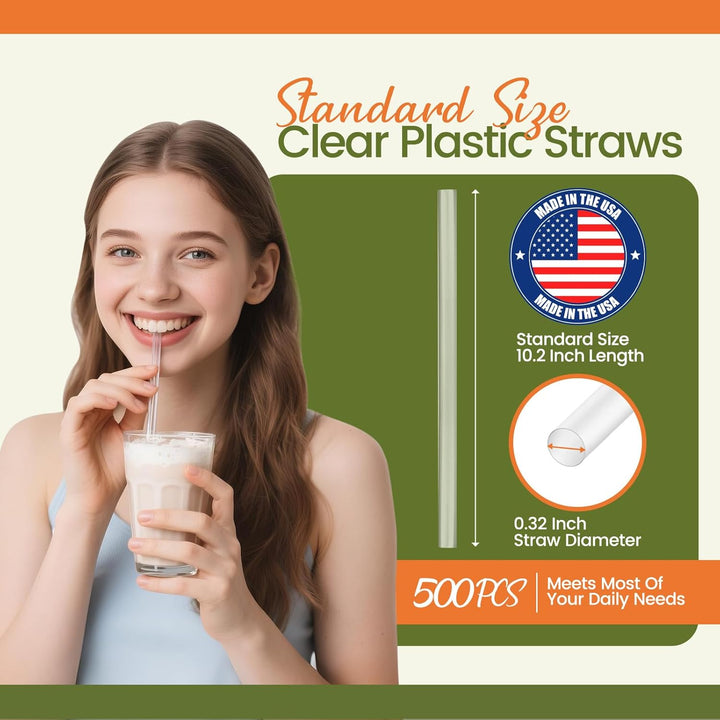10.2"X8mm dividually Wrapped Clear Plastic Straws 2000PCS