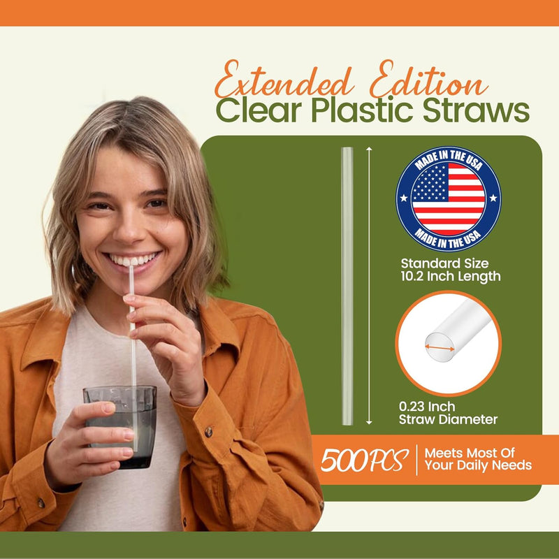 10.2"X0.23 In dividually Wrapped Clear Plastic Straws 3000PCS