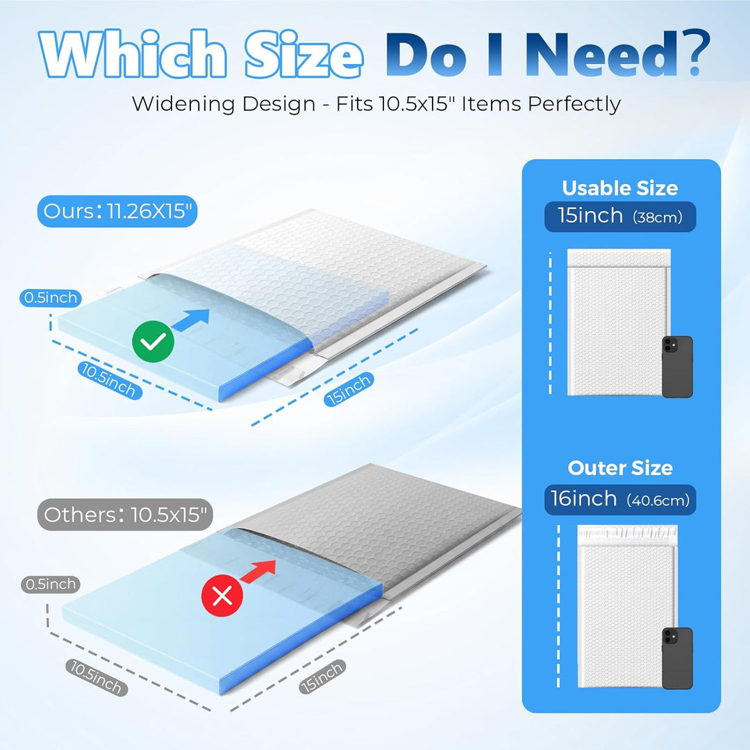 Sobre de burbujas de 5,75 x 8,5 pulgadas | Tamaño útil: 5 x 7 pulgadas