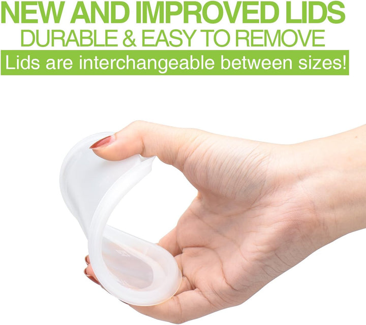 Juego de 48 recipientes de plástico para almacenar alimentos y bebidas de 16 oz (2 tazas/1 pinta) con tapas