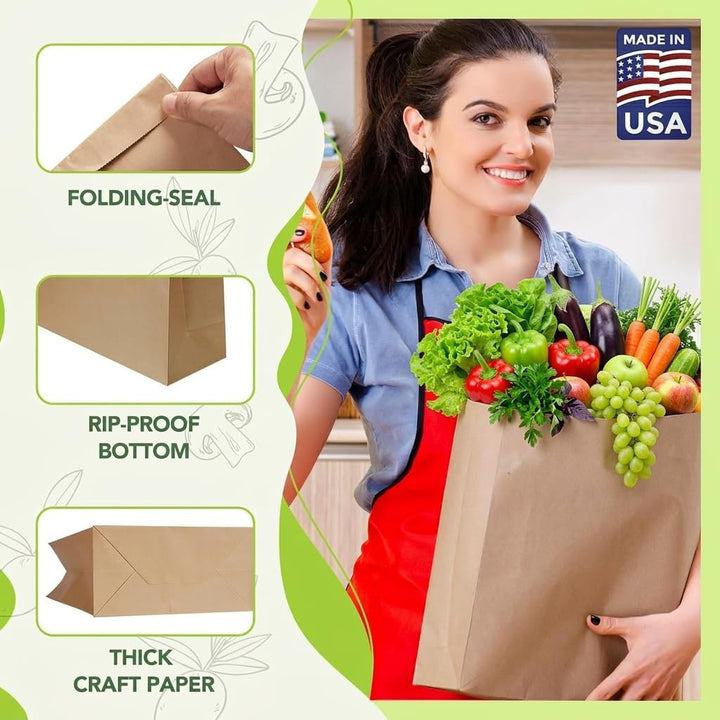 12x 7x17 Inch Kraft Paper Gift Bags  Fold Top | 400 Pack Wholesale