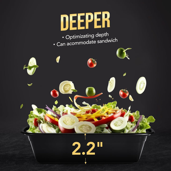 Paquete de 50 recipientes para preparación de comidas de 34 oz, duraderos y con tapa. 