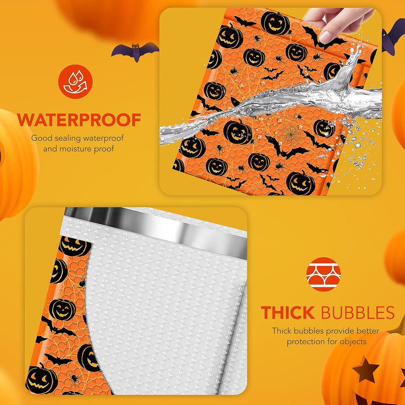 8.5x12 Halloween Decorations Color Printing Bubble-Mailer Padded Envelope | Orange