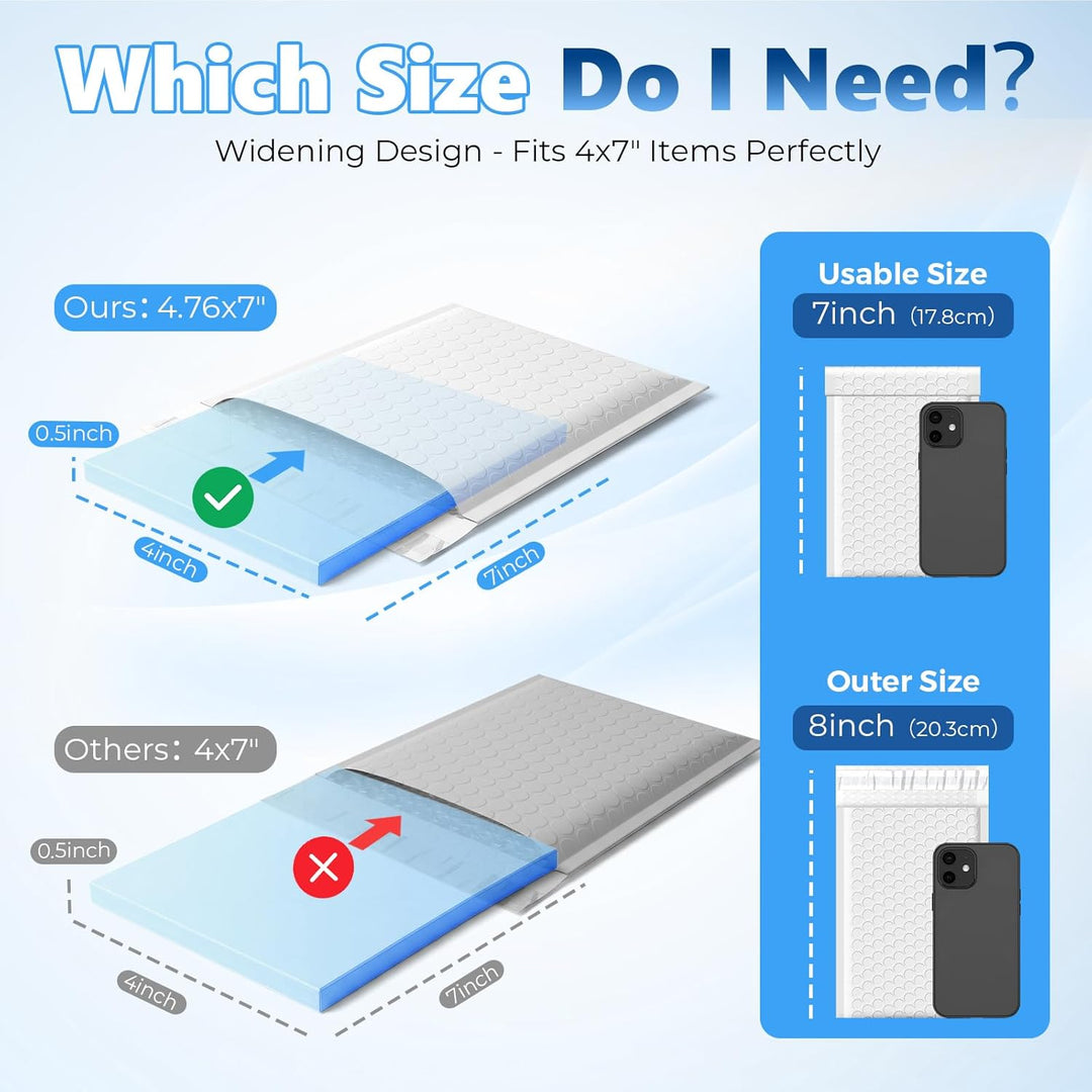 Sobre de burbujas de 5,75 x 8,5 pulgadas | Tamaño útil: 5 x 7 pulgadas