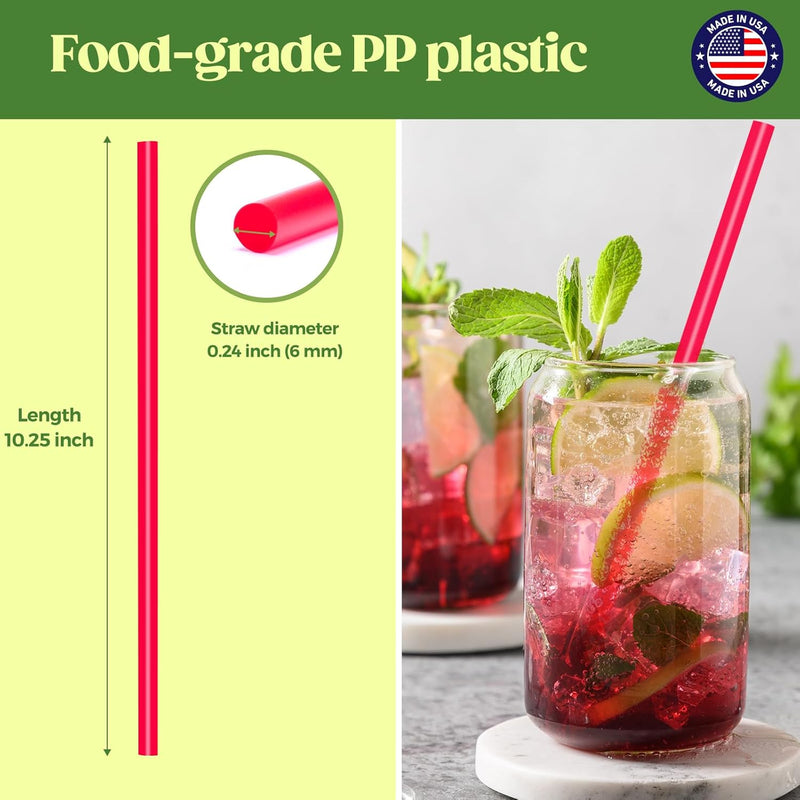 10.25"X0.24 In dividually Wrapped Red Plastic Straws 3000PCS
