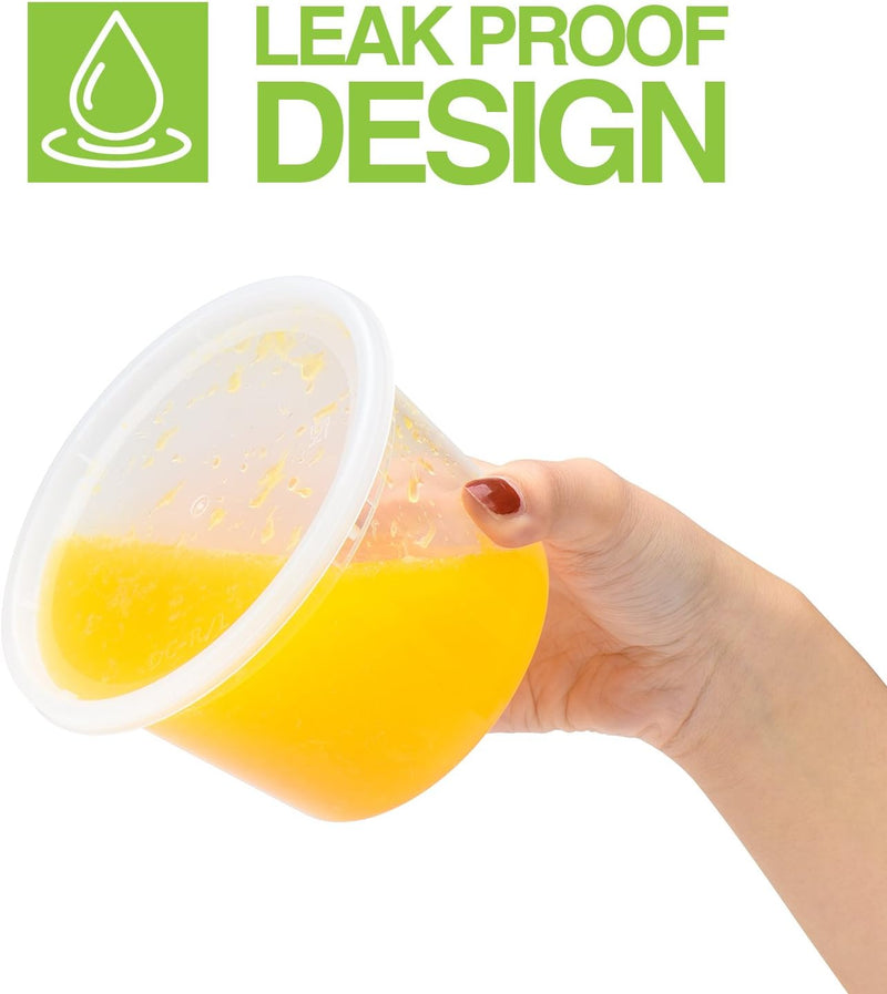 Paquete de 48 recipientes de plástico para almacenar alimentos y bebidas (mixtos) de 8 oz, 16 oz y 32 oz con tapa.