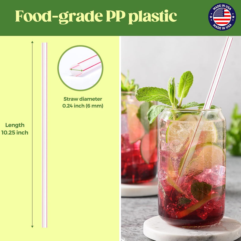 10.25"X0.24 In dividually Wrapped White & Red StripesPlastic Straws 3000PCS