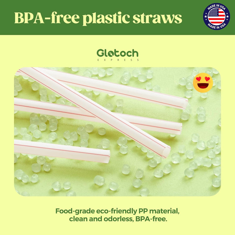 10.25"X0.24 In dividually Wrapped White & Red StripesPlastic Straws 3000PCS