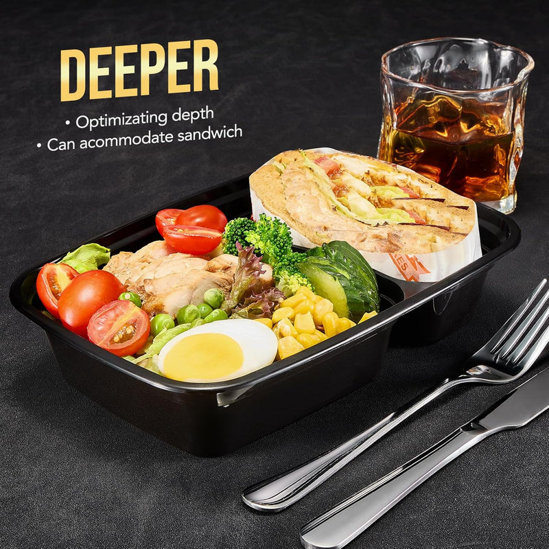 50 Pack 32OZ  2 Compartment Meal Prep Container Food Prep Containers With Lids