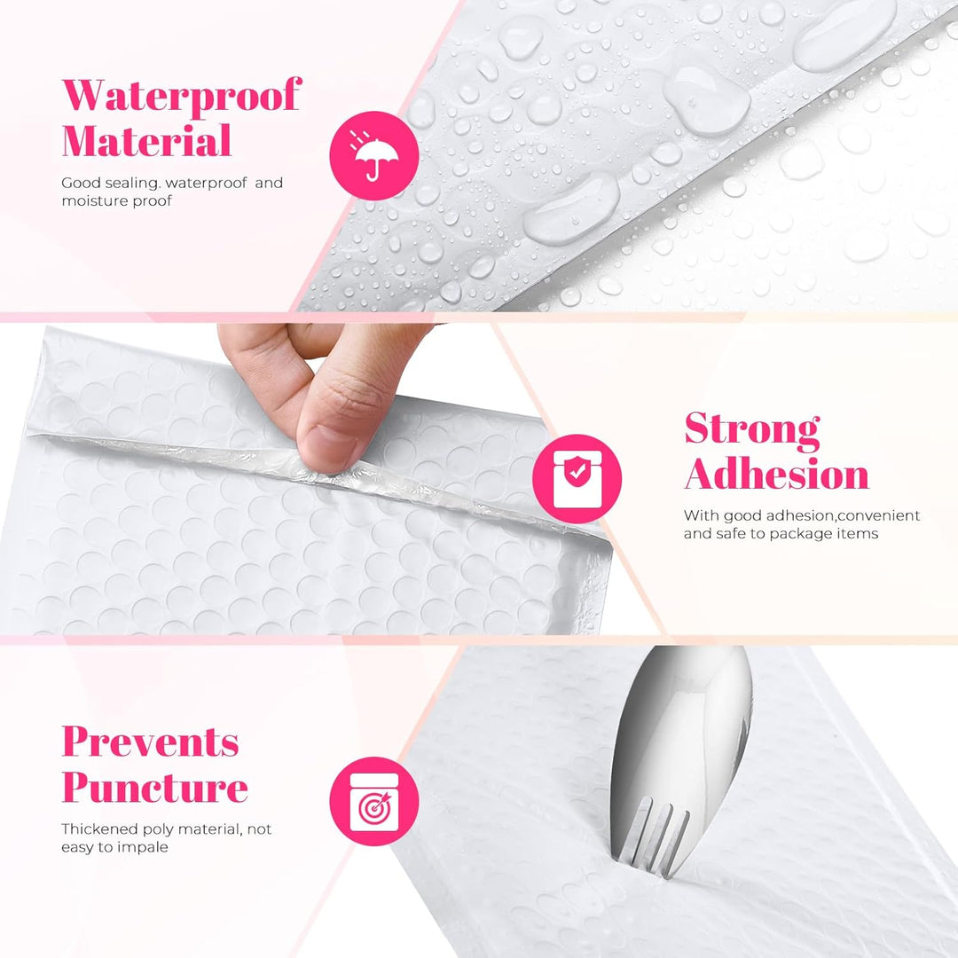 Sobre acolchado con burbujas de 10 x 14 pulgadas | Tamaño útil: 10 x 13 pulgadas | Blanco